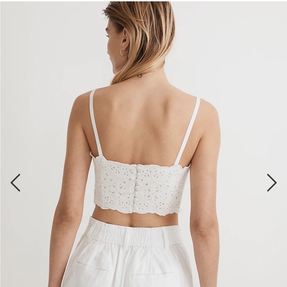 Madewell Eyelet Linen Blend Crop Tank Top NWT - Picture 2 of 5